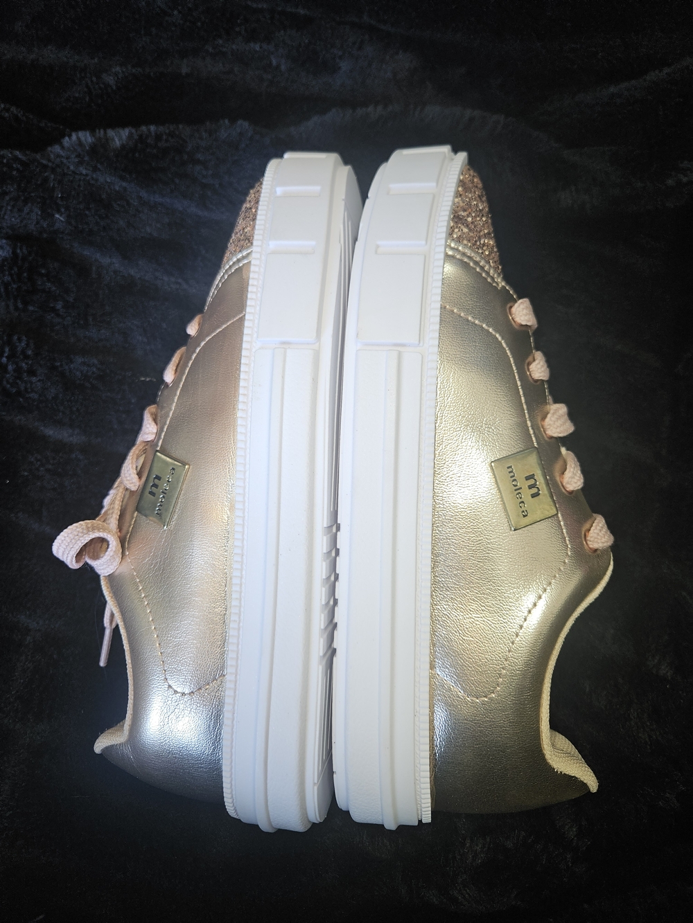 Metallic Rose Gold Platform Sneakers for Women - Moleca